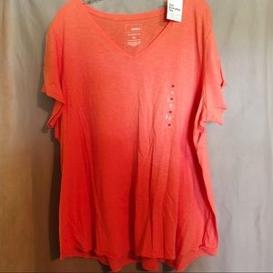 NWT Peachy Orange V-neck Soft T-shirt 3X